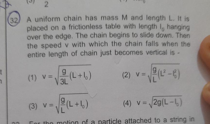 151 2 32) A uniform chain has mass M and length L. I... Physics