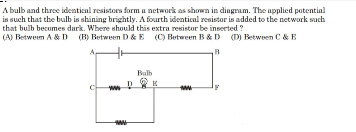 A bulb and three identical resistors form a network Physics