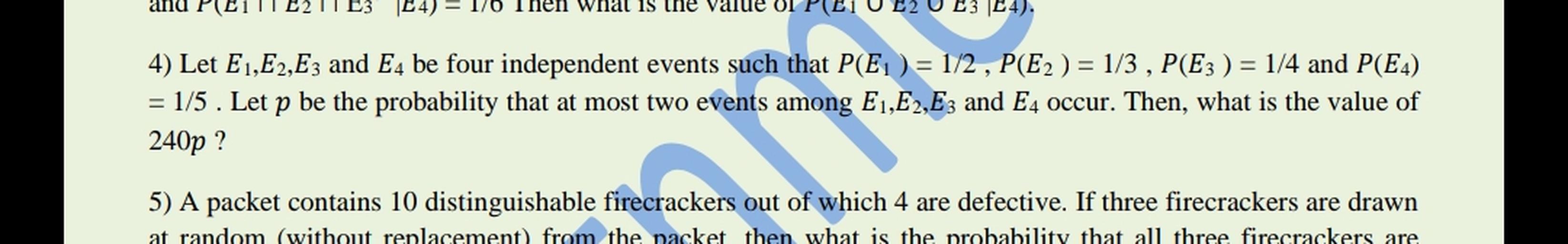 E2113 170 Inen what is the value 4) Let E1, E2, E3 and Math