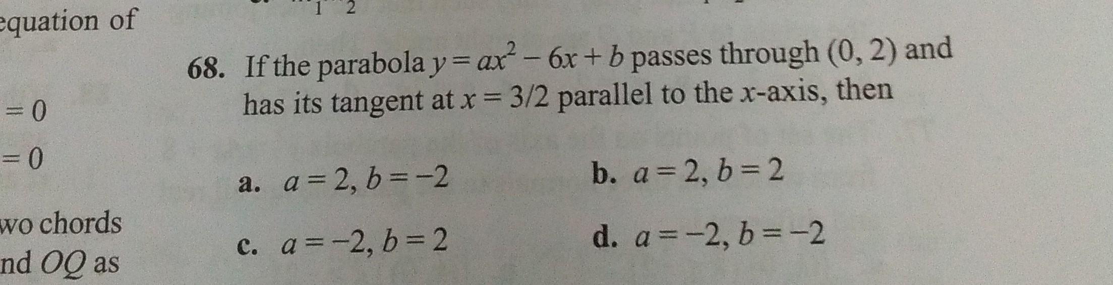 Equation Of 68 If The Parabola Y Ar 6x B Passes Math