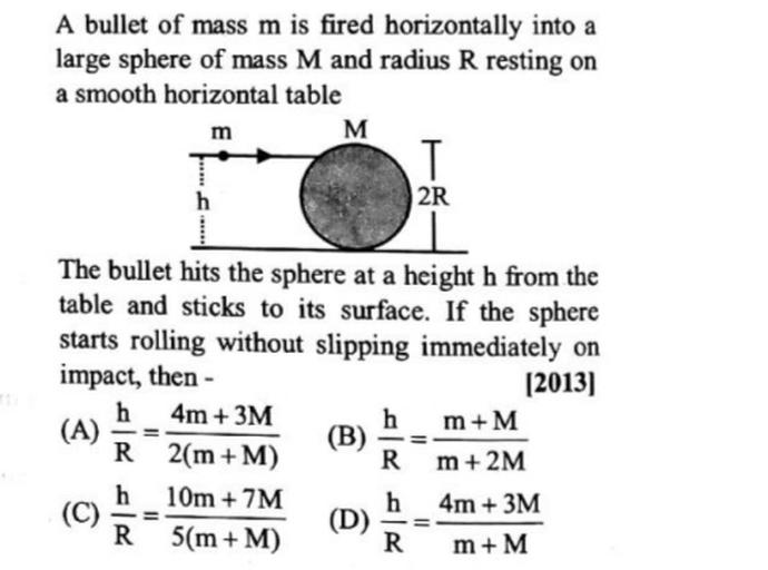A bullet of mass m is fired horizontally into a larg... Physics
