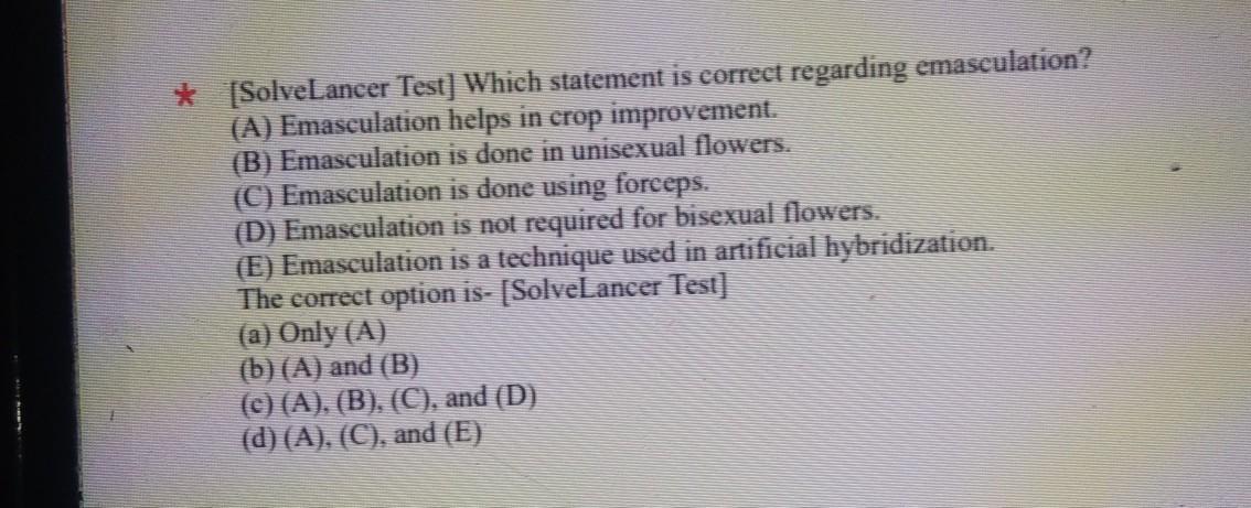 * [SolveLancer Test] Which statement is correct rega... Biology