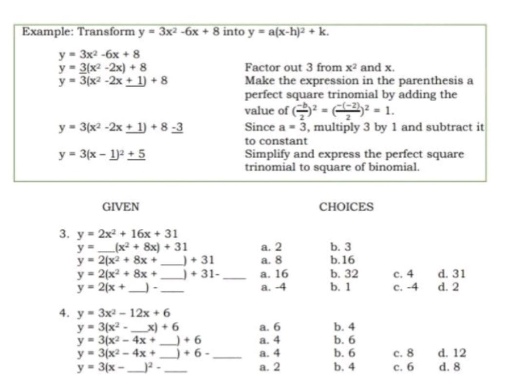 Quadratic Equations Questions Math Page 36 Kunduz