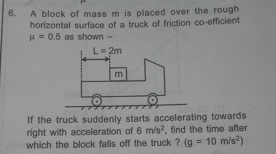6. A block of mass m is placed over the rough horizo... - Physics