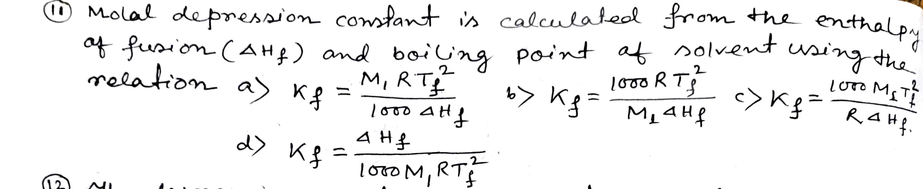 6 Molal Depression Constant Is Calculated Physical Chemistry