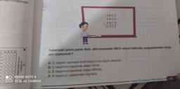 uşturuyor.
ABCD
ABCD
+ ABCD
10.9 5 3
Yukarıdaki işlemi yapan Berk, dört basamaklı ABCD sayısı hakkında aşağıdakilerden hangi-
sini söyleyebilir?
A. D. sayıları yazmada kullandığımız en küçük rakamdir.
B. C rakamının basamak değeri 50'dir.
C. B rakamının basamak değeri 900'dür.
D. A rakamı C rakamından büyüktür.
O REDMI NOTE 8
C AI QUAD CAMERA
65
4 TURBO TÜM DERSLER SORU BANKASI