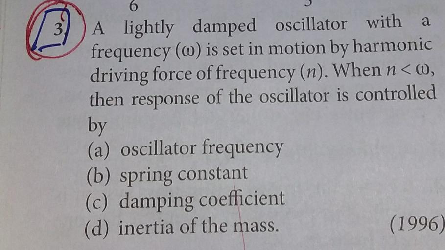 6 3 3 A lightly damped oscillator with a frequency (... Physics
