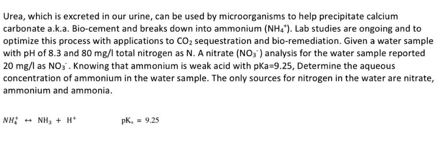 Urea, which is excreted in our urine, can... Physical Chemistry