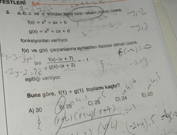 3. 9,2 TESTLERİ 33 g 17 a, b, c ve d Sifirdan&hellip; - Lise Matematik