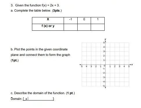 3 Given The Function F X 2x 3 A Complete The Ta Math