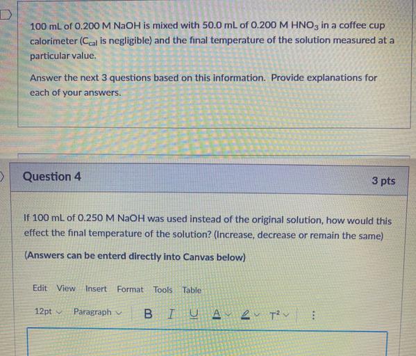 D 100 mL of 0.200 M NaOH is mixed with 50... Physical Chemistry