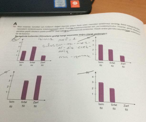 DE
A
19. Barrancarkan sam dagen dende anlamde den nest brey avere B
Darko Oklerin posta putarin Oostbomerinde bir klasik arab gols say
nounclerin birinimosine koyonculuk der Popsiyonlardan bir pul koleksiyonudur insanlage
lar da bulunur
Bumetinde kullanılan fillimsilerin grafigi hangi seçenekte doğru olarak verilmiştir?
isims
4
3
part-1
Silat-zan - asi nez-
ar dit ccel-
mię
ma - ismak
2
1
Isim
Sifat
Zarf
Isim
Sifat
Zarf
4
3
3
2
2
1
1
Isim
Sifat
fiil
Zarf
fiil
Isim
fiil
Sifat
fiil
Zarf