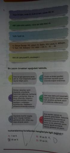 15.2 (15 tam, onda 2); 6,28 (5 tam, yüzde 26) vb.
, 5 .
4/87 (dört bola sekizi), 1/21 (bir bolo ikisi) vb.
625 50 vb.
II
. Dünya Savaşı: XX. yüzyıl; III. Selim, XIV. Louis, II. Wilhelm,
V. Kart, VIII. Edward: 1. XI.1928; 1. Cilt: 1)... II) ... vb.
650,35 (