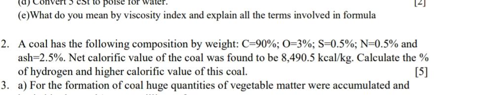 (a) CST [2] poise for Water. (e)What do you mean by Physics
