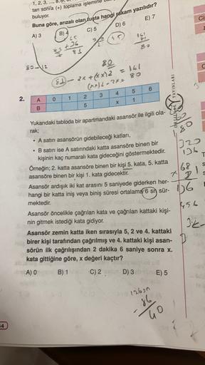 1, 2, 3, ...,
tan sonra (+) toplama işlem
buluyor.
E) 7
Ci
Buna göre, arızalı olan tuşta hangi rakam yazılıdır?
D) 6
C) 5
A) 3
B) 4
45
45)
32
2
+36
oo /
81
80-12
C
so
2
81)
2x + (xx)2 =161
(2012-28= 80
6
5
4
2
3
2.
A
0
1
1
PINAL Y YAYINLARI
x
5
B
1,8
80
.