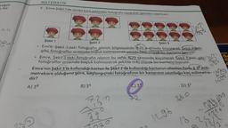 MATEMATIK
ceviz
*ba-
5.
Emre Şekil 1'de verilen kare şeklindeki fotoğrafa aşağıdaki işlemleri uyguluyor.
-12
.
Şekil 1
Şekil 2
Şekil 3
Emre, Şekil 1'deki fotoğrafın alanını bilgisayarda %20 oranında büyüterek Şekil 2'deki
gibi, fotoğraflar arasında
boşluk kalmayacak şekilde beşli olarak bir kartona basıyor.
Emre, Şekil 1'deki fotoğrafın alanını bu sefer %20 oranında küçülterek Şekil 3'deki gibi,
fotoğraflar arasında boşluk kalmayacak şekilde onlu olarak bir kartona basıyor.
Emre'nin şekil 3'te kullandığı karton ile Şekil 2'de kullandığı kartonun alanları farkı 2.38 mili-
metrekare olduğuna göre, başlangıçtaki
fotoğrafının bir kenarının uzunluğu kaç milimetre-
dir?
A) 38
B) 36
C) 34
D) 32
72T
360
13
16 poo
oso
0216
36
1296
13
20
a