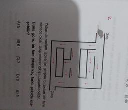 9) 00
E) 40
2.
Giriş
TI
Çıkış
Yukarıda verilen labirentin girişine bırakılan bir fare
sadece okları takip ederek çıkışa ulaşabilecektir.
Buna göre, bu fare çıkışa kaç farklı şekilde ula-
şabilir?
A) 5
B) 6
C) 7
D) 8
E)9
