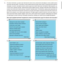 7.
Zıt anlamli kelimeleri, eş anlamı olan kelimeleri ile tahmin etme yönteminde kullandığımız cümle içindeki anlamı
açısından bakmak gerekir. Sözcükler, cümle içindeki kullanımına göre anlam kazanır. Kazandığı anlama göre bir
sözcüğün zıt anlamı, sözcüğün