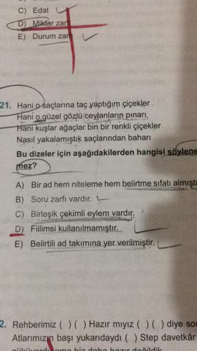 C Edat U D Miktar Zar E Durum Zart 21 Hani O Lise Turkce C Edat U D Miktar Zar E Durum Zart 21 Hani O Lise Turkce