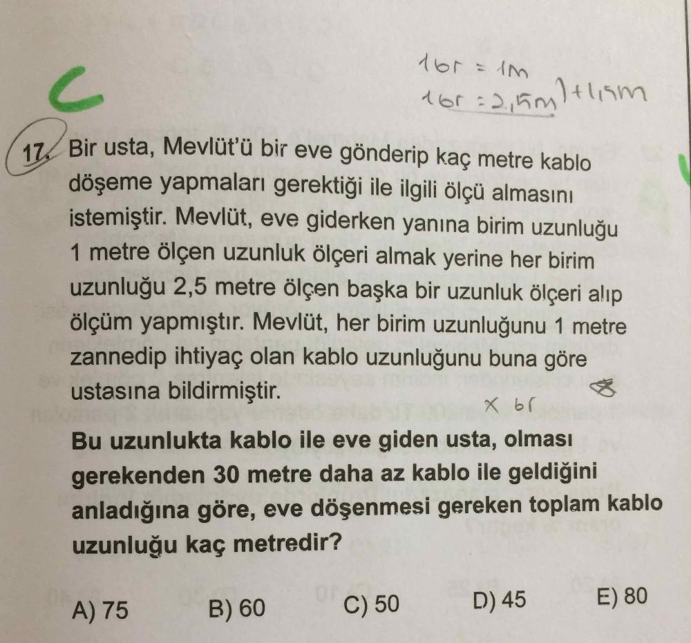 16r=2,5m)+lism 17 Bir usta, Mevlüt'ü bir eve - Lise Matematik