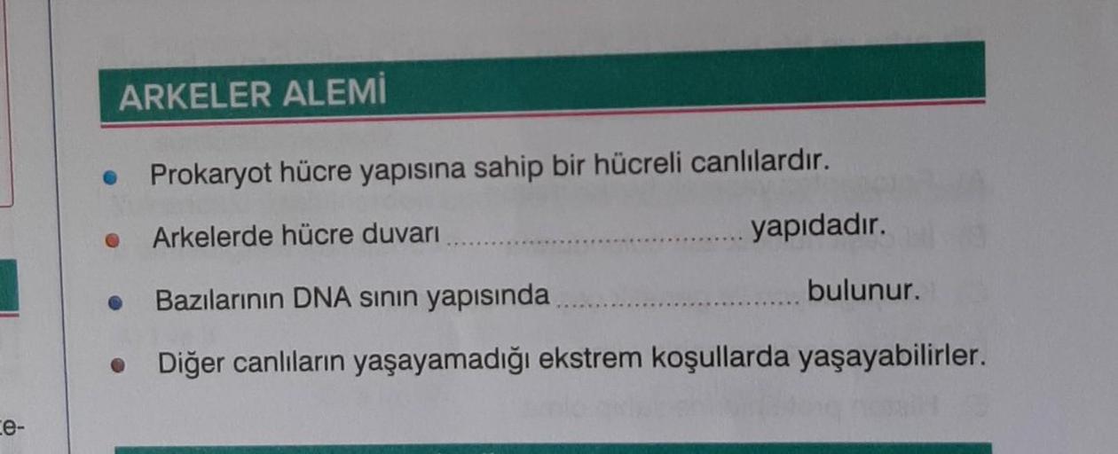 ARKELER ALEMİ Prokaryot hücre yapısına sahip bir hü… Biyoloji ARKELER ALEMİ Prokaryot hücre yapısına sahip bir hü… Biyoloji