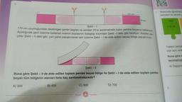 3.
-25 cm
1. Matematik öğretmeni
parçalanı ile etkinlik y
10 cm
4)
Şekil - 1
170 cm uzunluğundaki dikdörtgen şeritin baştan ve sondan 25'er santimetrelik kısmı pembe boyanıp katlanıyor.
Açıldığında şerit üzerine katlanan kısmın boyasının bulaştığı kısımdan Şekil - deki gibi kesiliyor. Kesilen par-
çalar Şekil – 11 deki gibi yan yana yapıştırılarak tam üzerine Şekil - I de elde edilen beyaz bölge yapıştırılıyor.
Yapboz parça
ciler aynı renk
Buna göre
lanılmamış
A) Değişme
Şekil - 11
Buna göre Şekil - Il de elde edilen toplam pembe boyalı bölge ile Şekil - I de elde edilen toplam pembe
boyalı tüm bölgenin alanları farkı kaç santimetrekaredir?
A) 300
B) 400
C) 500
D) 700
2.
Mozaik
Yayınlan
moak