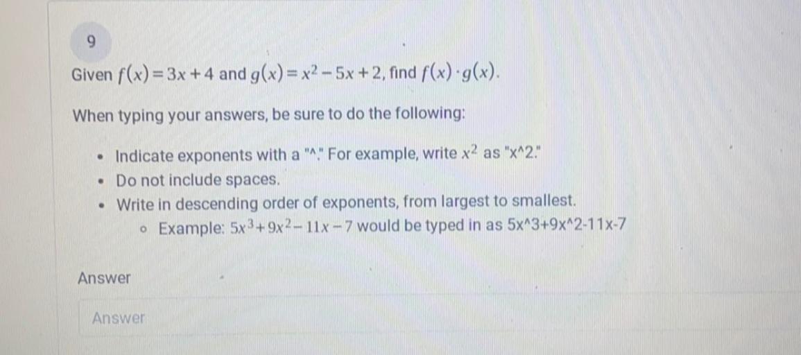 9-given-f-x-3x-4-and-g-x-x2-5x-2-find-f-x-g-x-math