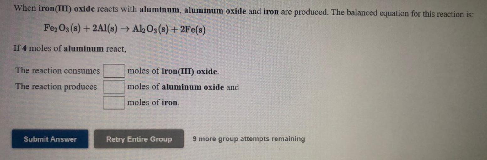 When iron(III) oxide reacts with aluminum... Physical Chemistry