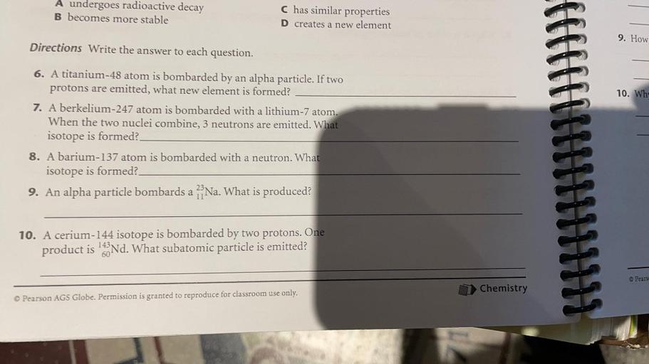 A undergoes radioactive decay B Chemistry