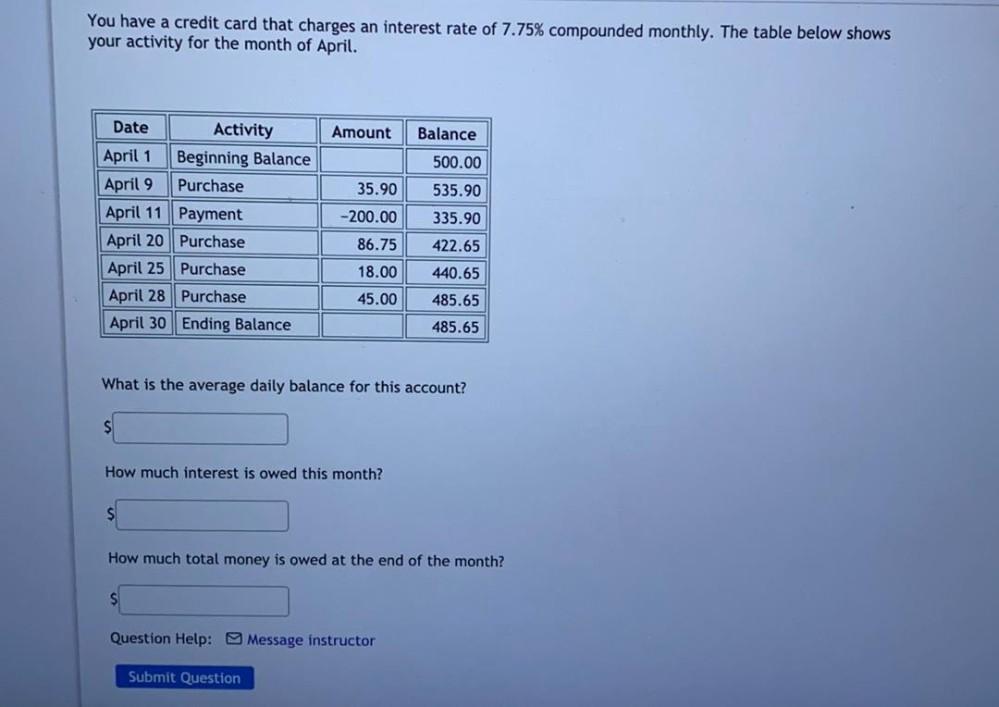 You Have A Credit Card That Charges An Interest Rate Of Math