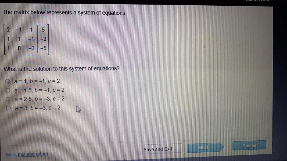 The Matrix Below Represents A System Of Equations 3 Math
