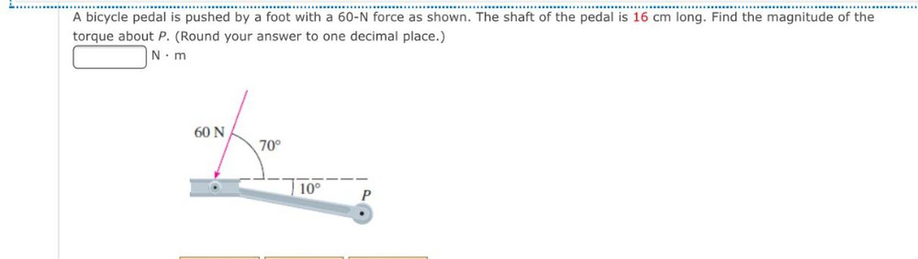 A bicycle pedal is pushed by a foot with a 60N force a... Math