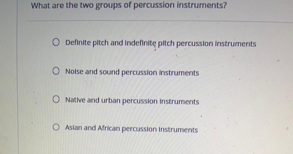 What are the two groups of percussion inst... Organic Chemistry