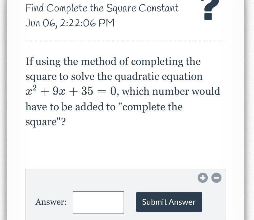 Find Complete The Square Constant Jon 06 2 22 06 PM If Math