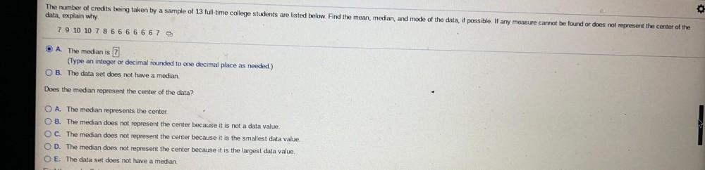 The Number Of Credits Being Taken By A Sample Of 13 Ful Math