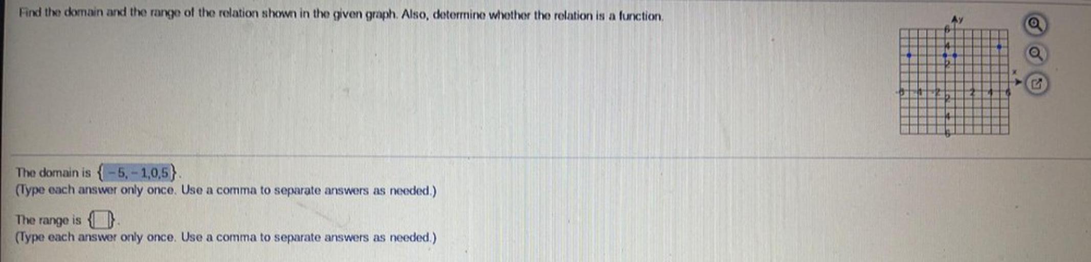 Find the domain and the range of the relation shown in Math