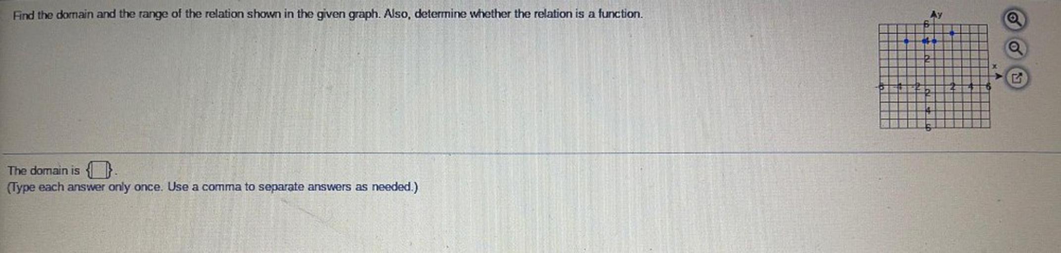 Find the domain and the range of the relation shown in Math