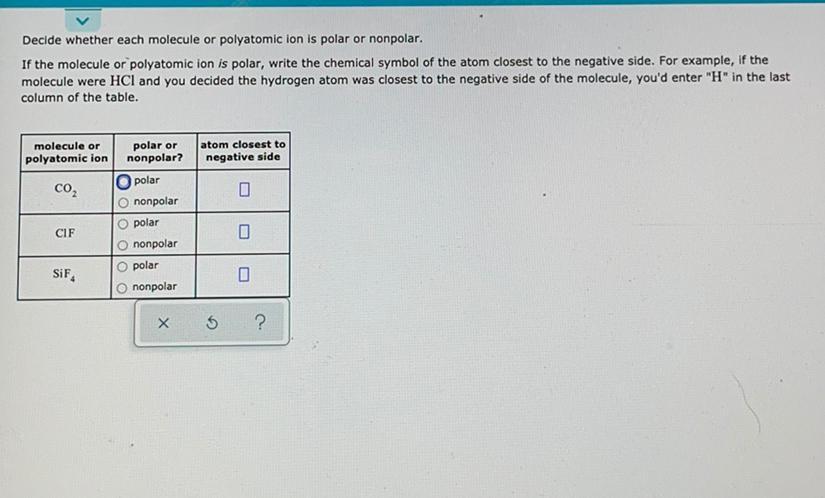 Decide Whether Each Molecule Or Polyatomi Physical Chemistry