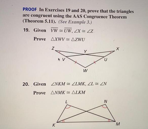 PROOF In Exercises 19 and 20, prove that the triangles Math