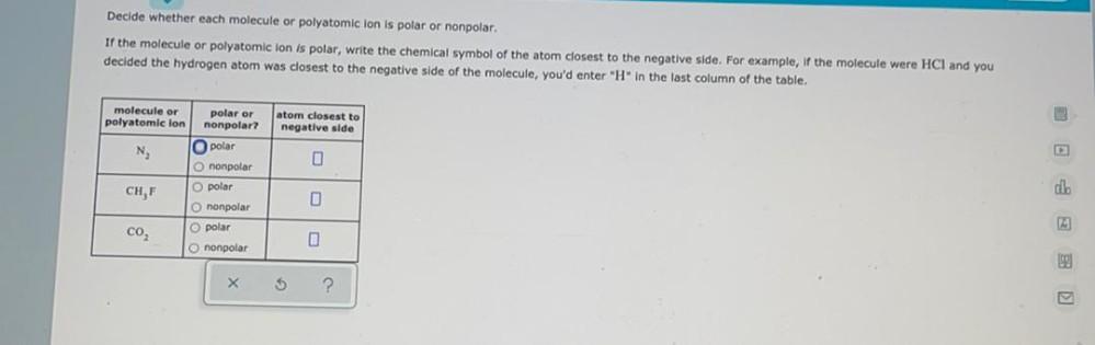 Decide Whether Each Molecule Or Polyatomi Physical Chemistry