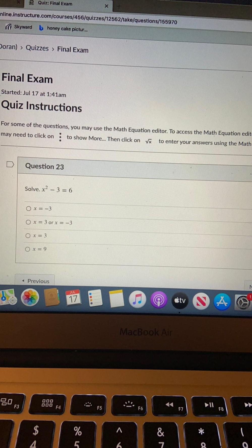 2 Quiz Final Exam X Nline instructure courses 456 Math