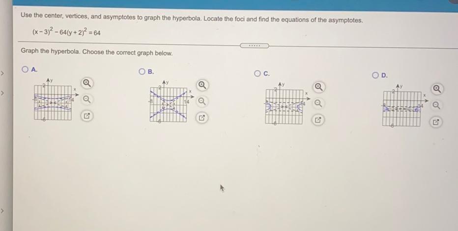 Use The Center Vertices And Asymptotes To Graph The H Math