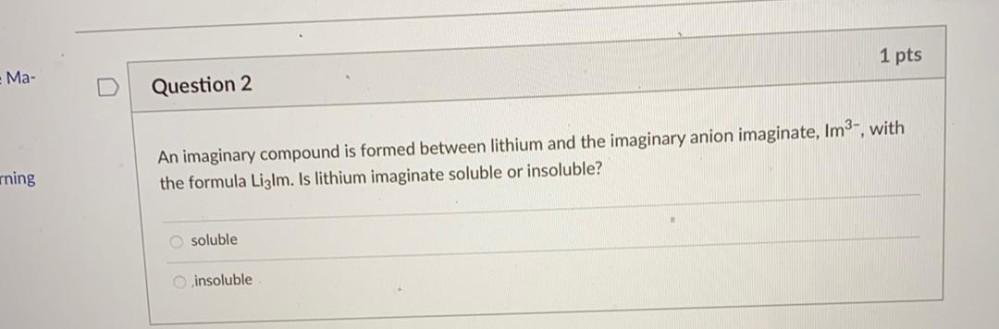 1 Pts Ma Question 2 Rning An Imaginary C Physical Chemistry