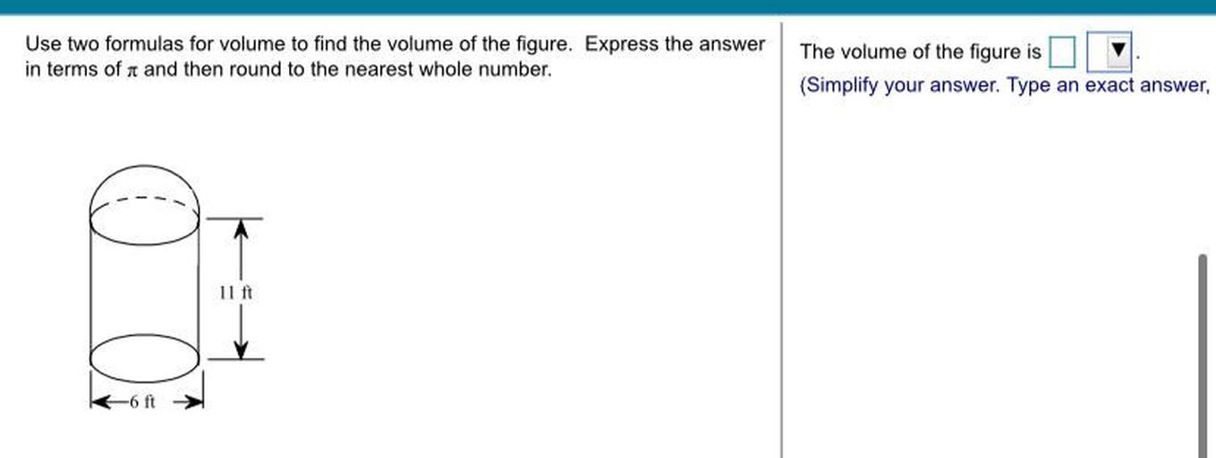 use-two-formulas-for-volume-to-find-the-volume-of-the-f-math