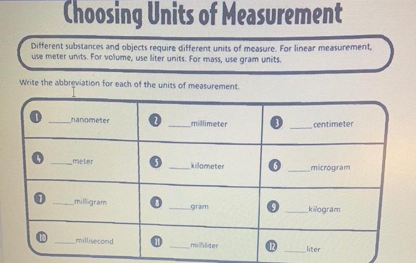 Choosing Units of Measurement Different substances a... Physics