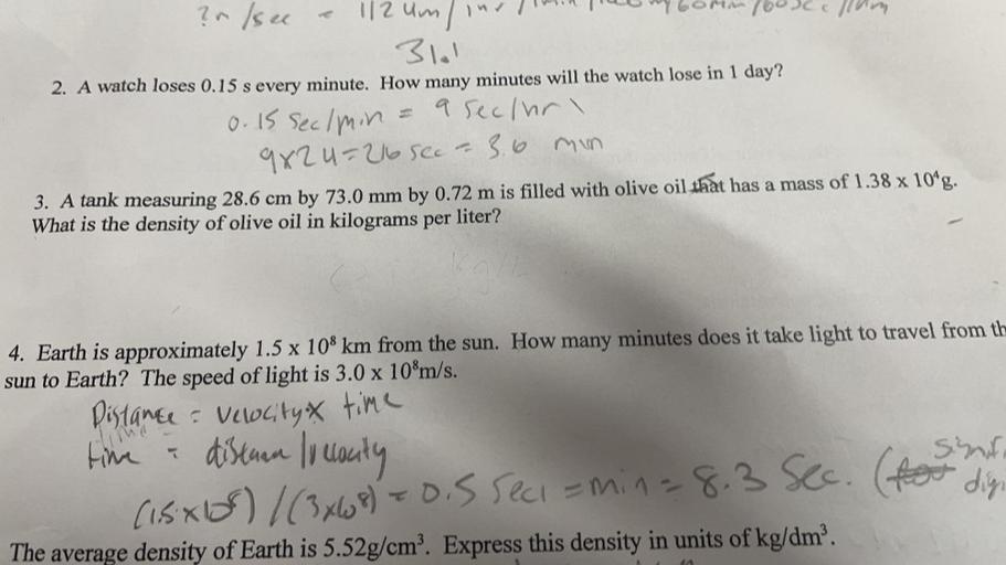 ?m/seu 1/2 um 3lol 2. A watch loses 0.15 Physical Chemistry