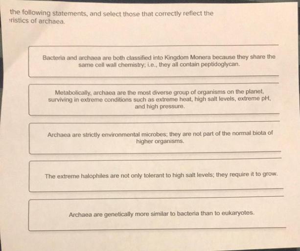 the following statements, and select those that corr... Biology