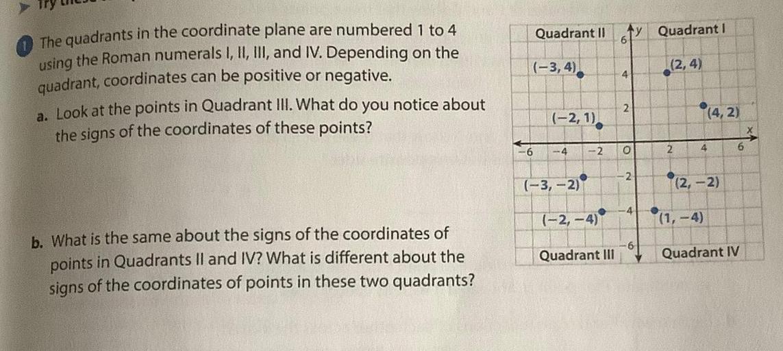 Quadrant II Y Quadranti (3,4) (2,4) 4 The quadrants in... Math
