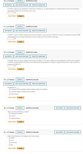 16 1 Points DETAILS SHIPPS14 5 E 022 Physical Chemistry