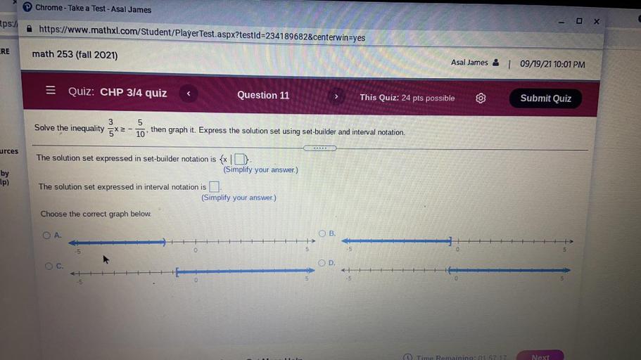 Chrome - Take a Test - Asal James tps:/ x https://www.m... - Math